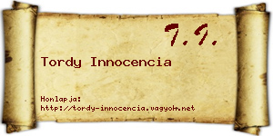Tordy Innocencia névjegykártya